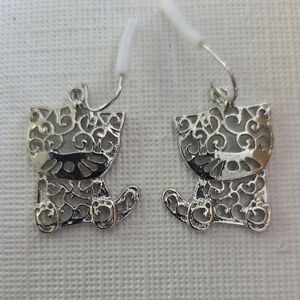 Silver Cat Earrings